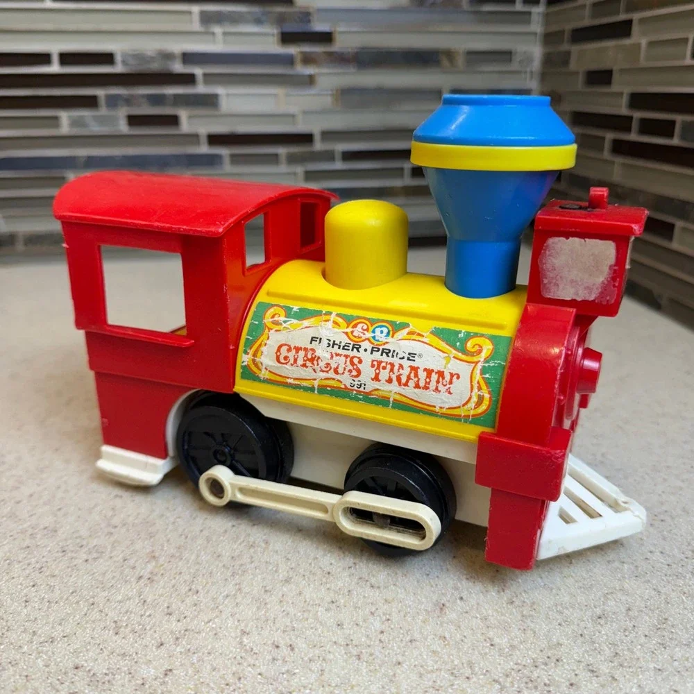 Vintage Fisher Price Circus Train 991 Engine Cage‎ Car Caboose 3 Piece Set